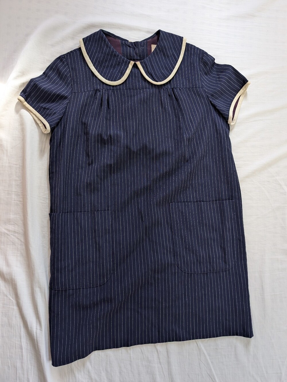 Vintage Pendleton Vintage 1950s Pinstripe Peter Pan Collar Dress Wool Size 16